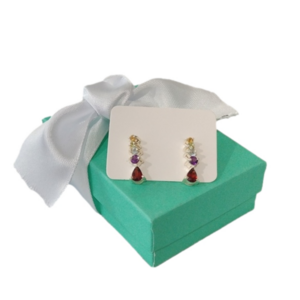 Sterling Silver Garnet, Amethyst, Blue Topaz + Citrine Dangle Earrings